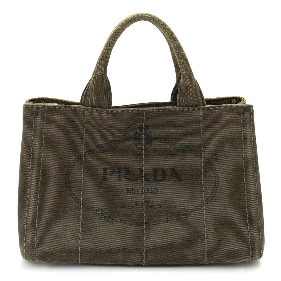 Prada Canapa Small Logo Tote Khaki Image 1