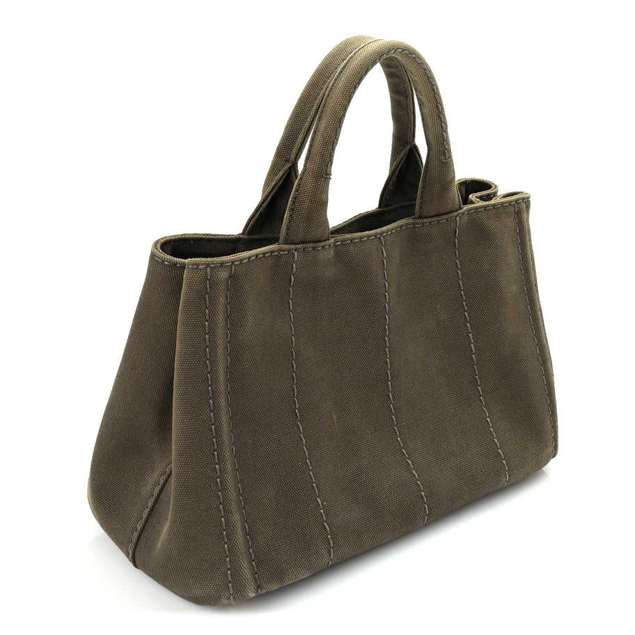 Prada Canapa Small Logo Tote Khaki Image 2