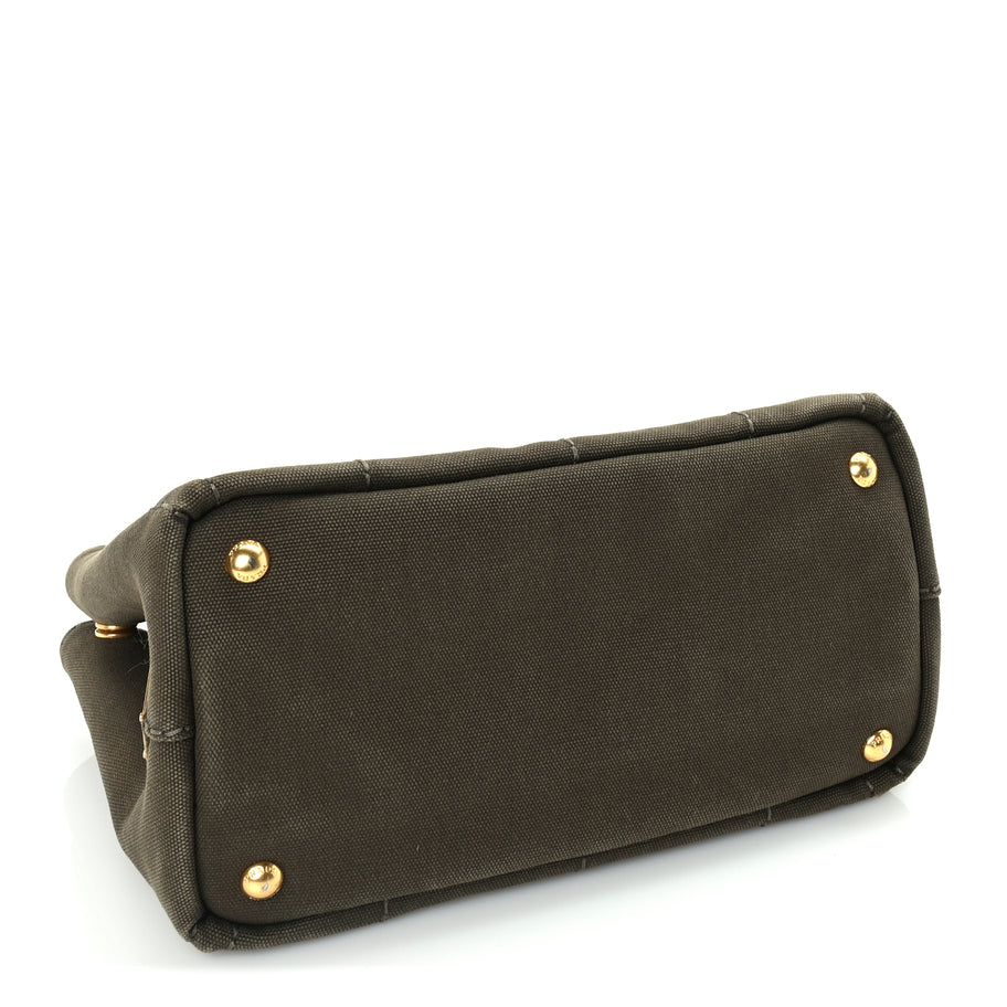 Prada Canapa Small Logo Tote Khaki Image 3