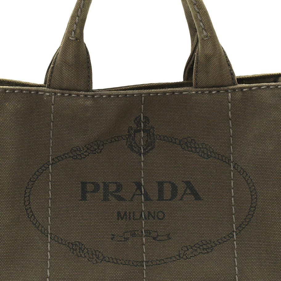 Prada Canapa Small Logo Tote Khaki | Luxe Collective