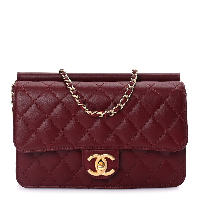  Chanel Lambskin Quilted Medium Crossing Times Flap  Red