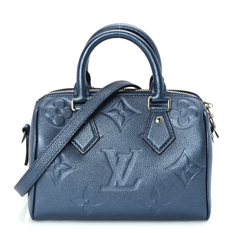  Louis Vuitton Metallic Empreinte Monogram Giant Speedy Bandouliere 20 Navy Nacre