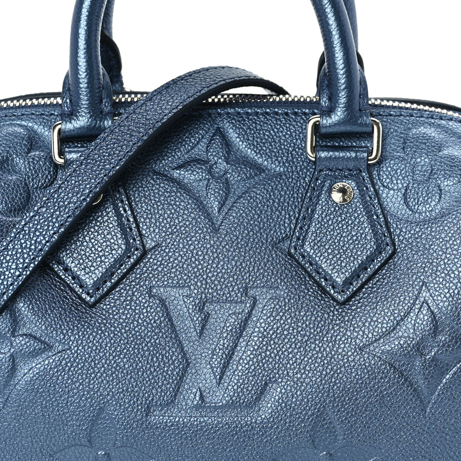 Louis Vuitton Metallic Empreinte Monogram Giant Speedy Bandouliere 20 Navy Nacre Image 6