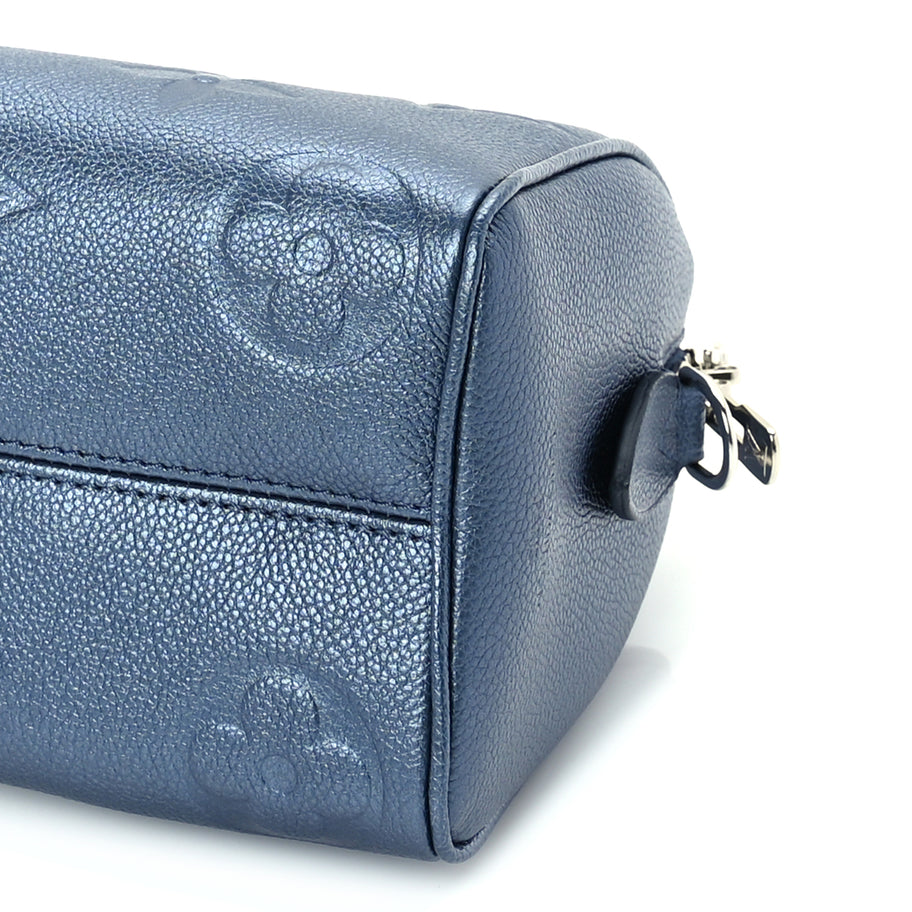 Louis Vuitton Metallic Empreinte Monogram Giant Speedy Bandouliere 20 Navy Nacre Image 8