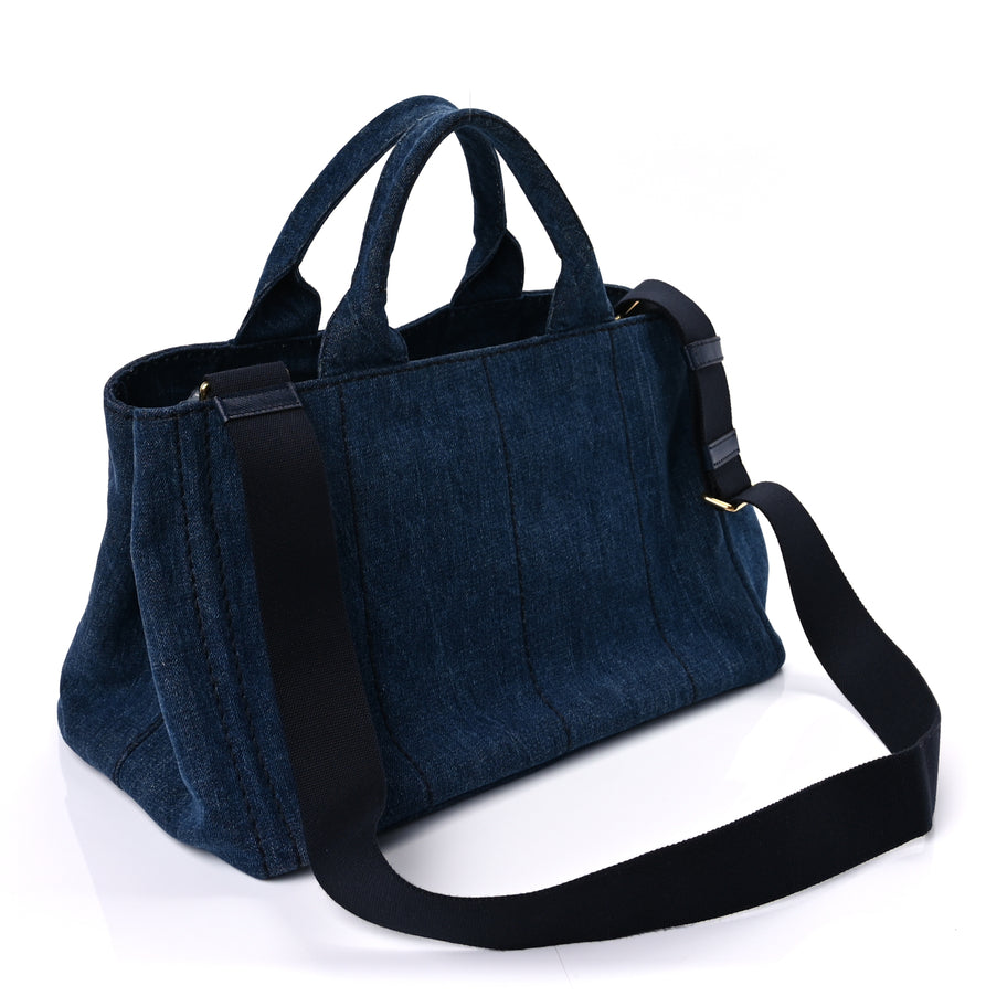 Prada Denim Canapa Logo Tote  Avio Image 2
