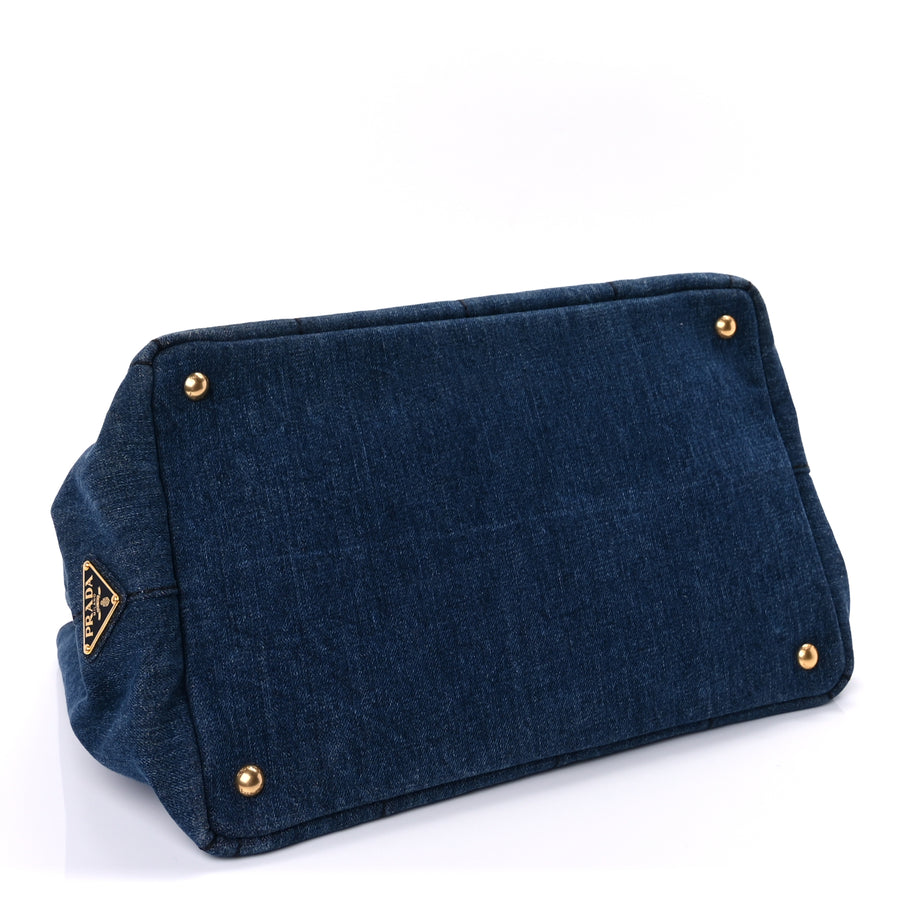 Prada Denim Canapa Logo Tote  Avio Image 3