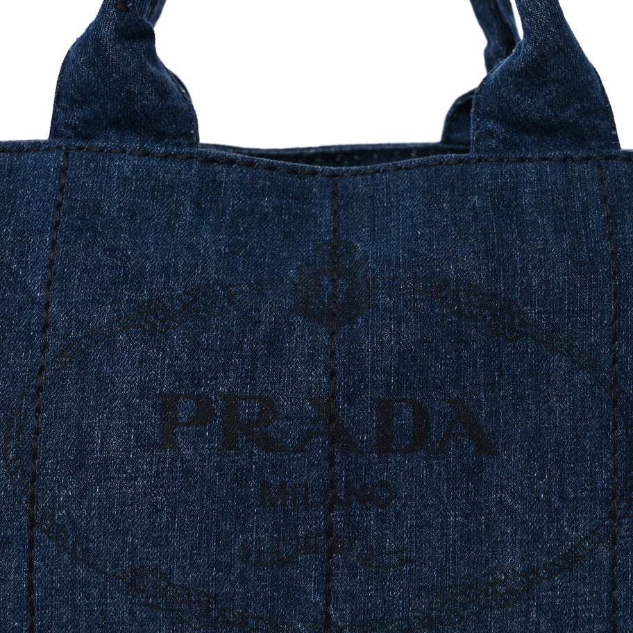 Prada Denim Canapa Logo Tote  Avio Image 6
