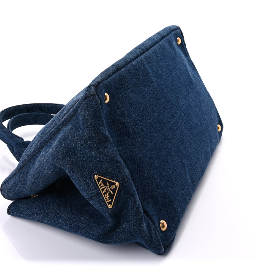 Prada Denim Canapa Logo Tote  Avio Image 7
