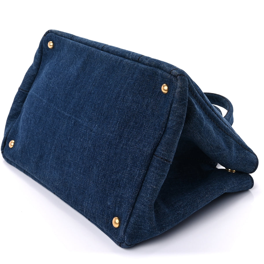 Prada Denim Canapa Logo Tote  Avio Image 8