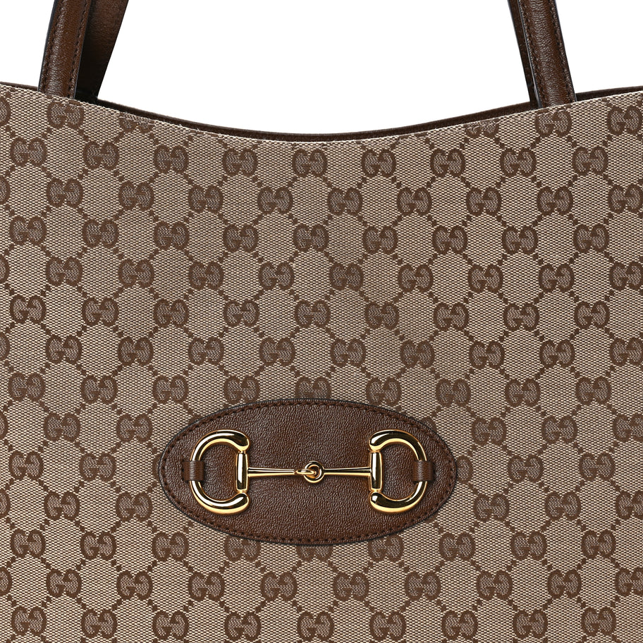 Gucci Monogram Horsebit 1955 Tote Bag Beige  Brown Sugar Image 6