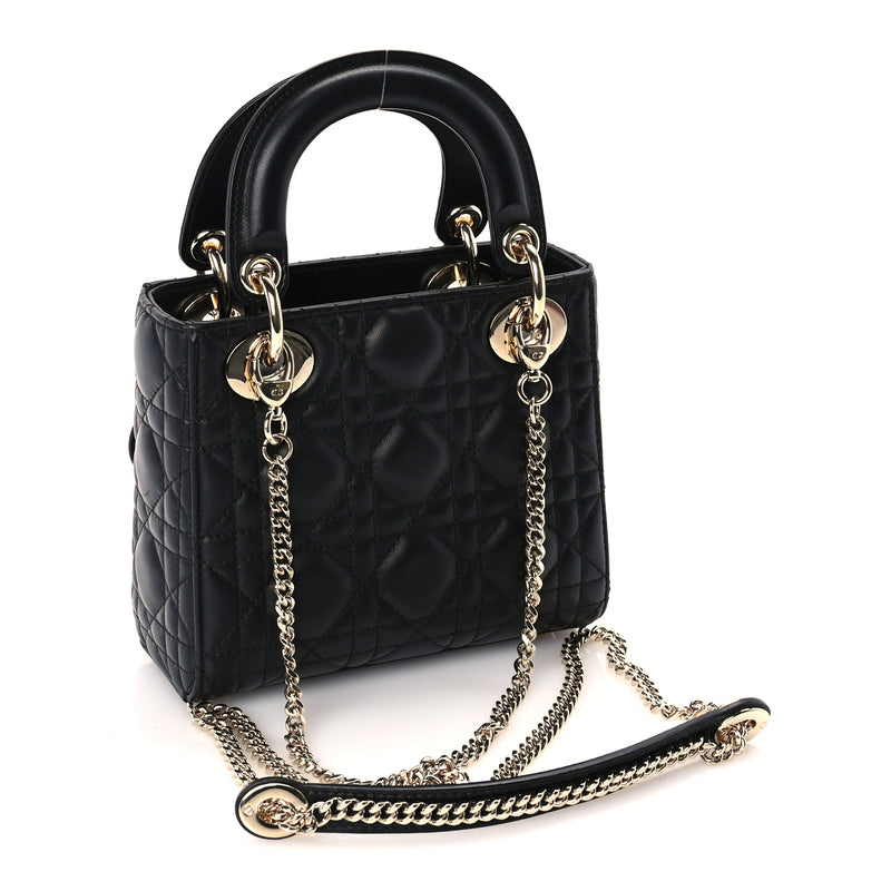  Christian Dior Lambskin Cannage Mini Lady Dior Black