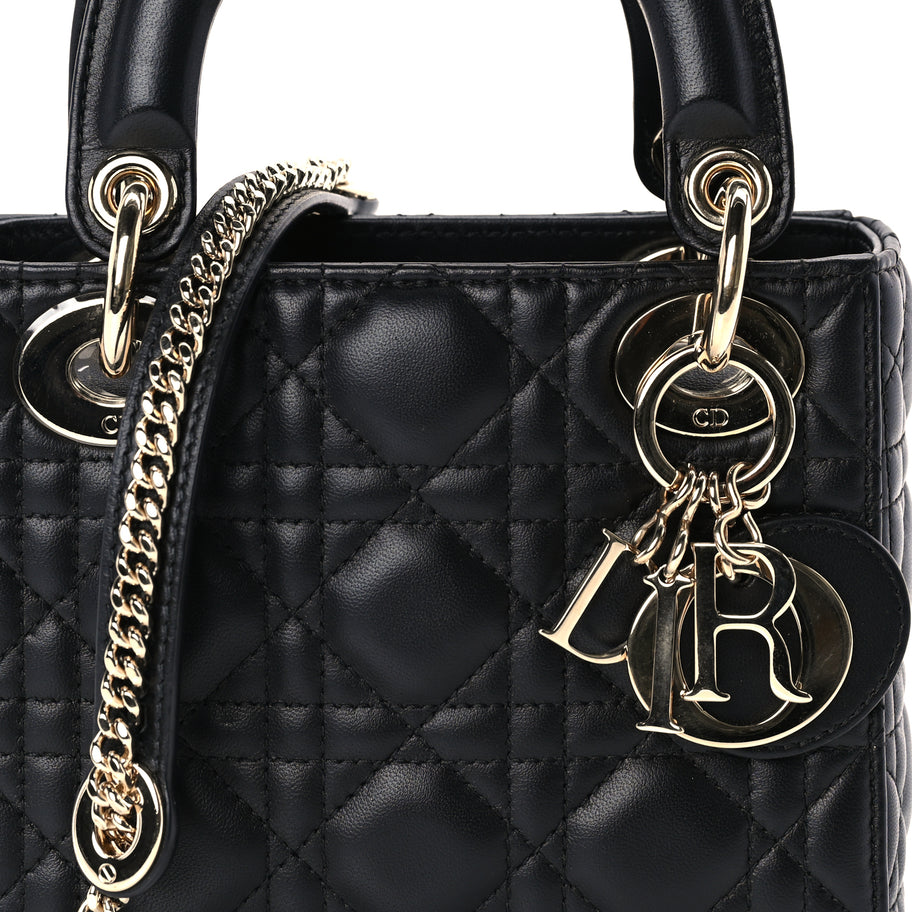 Christian Dior Lambskin Cannage Mini Lady Dior Black Image 6