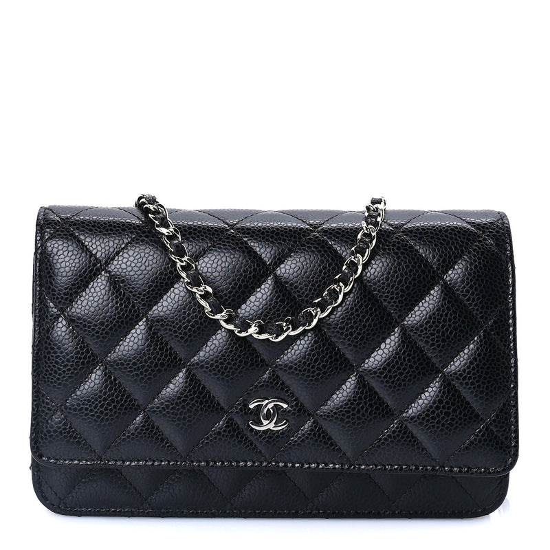  Chanel Caviar Quilted Wallet on Chain WOC  Black