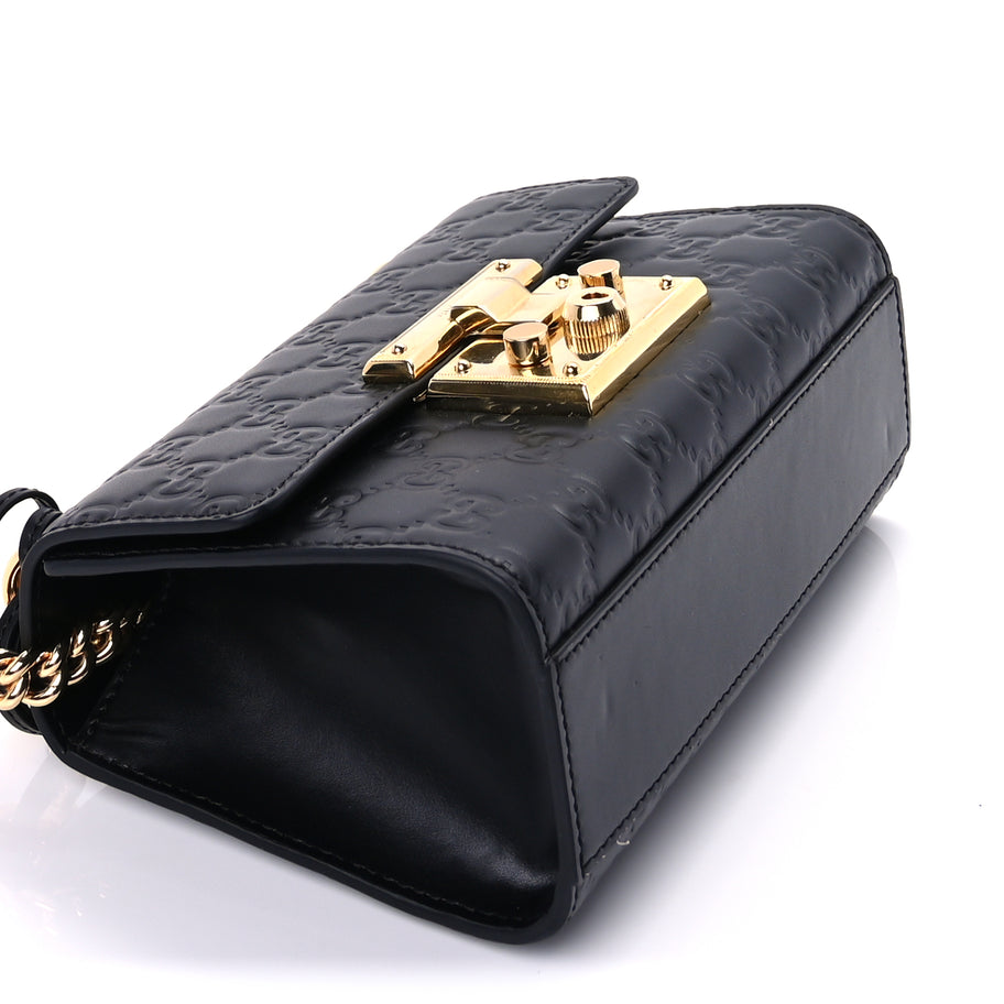 Gucci Guccissima Small Padlock Shoulder Bag  Black Image 7