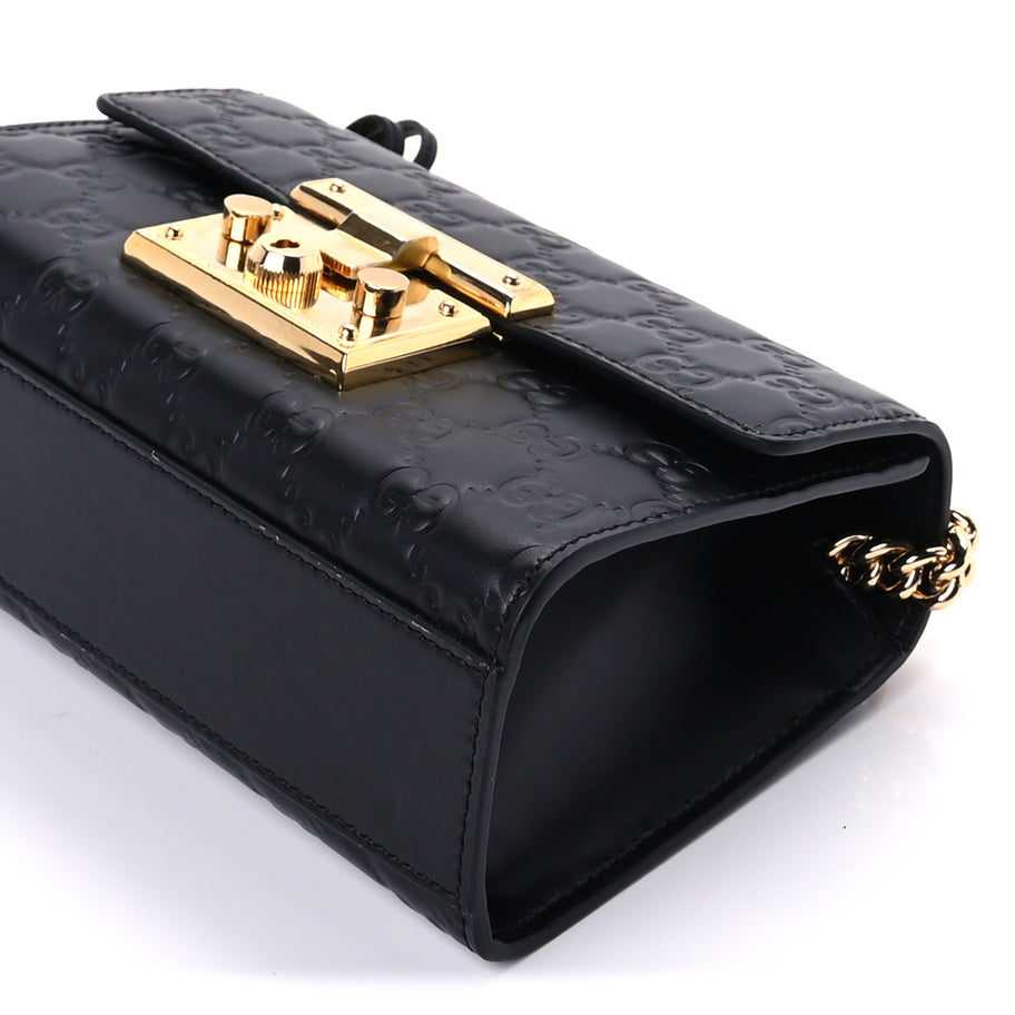 Gucci Guccissima Small Padlock Shoulder Bag  Black Image 8