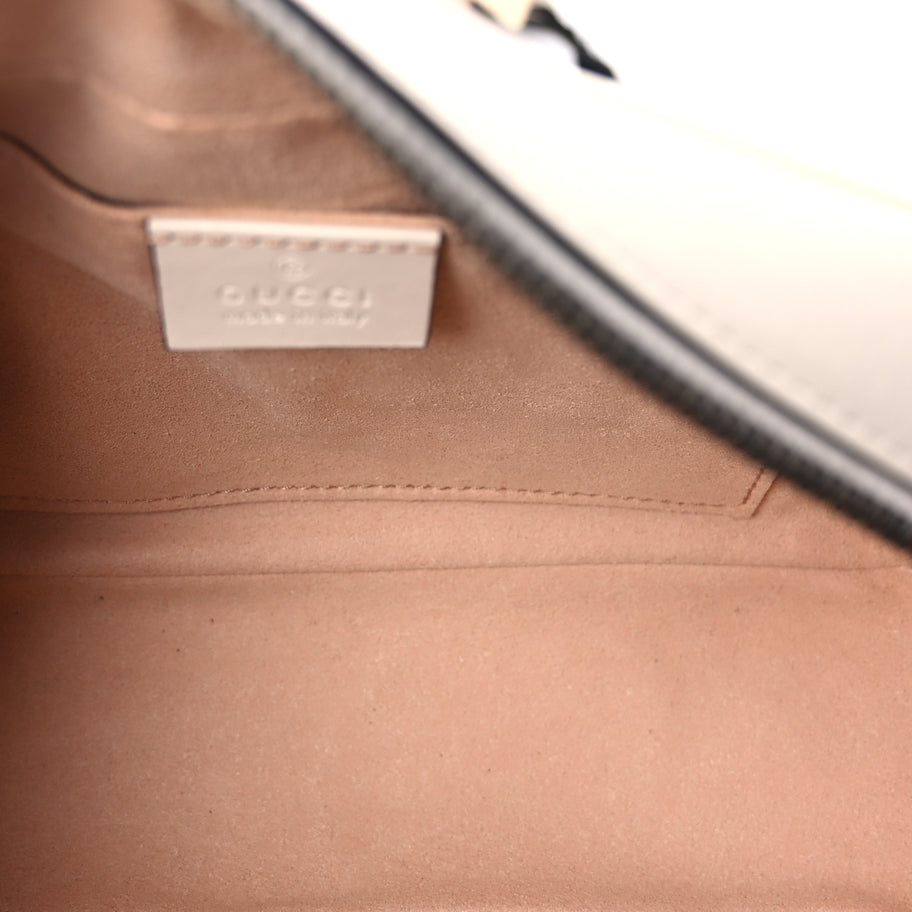 Gucci Calfskin Matelasse Small GG Marmont Chain Shoulder Bag  White Image 4