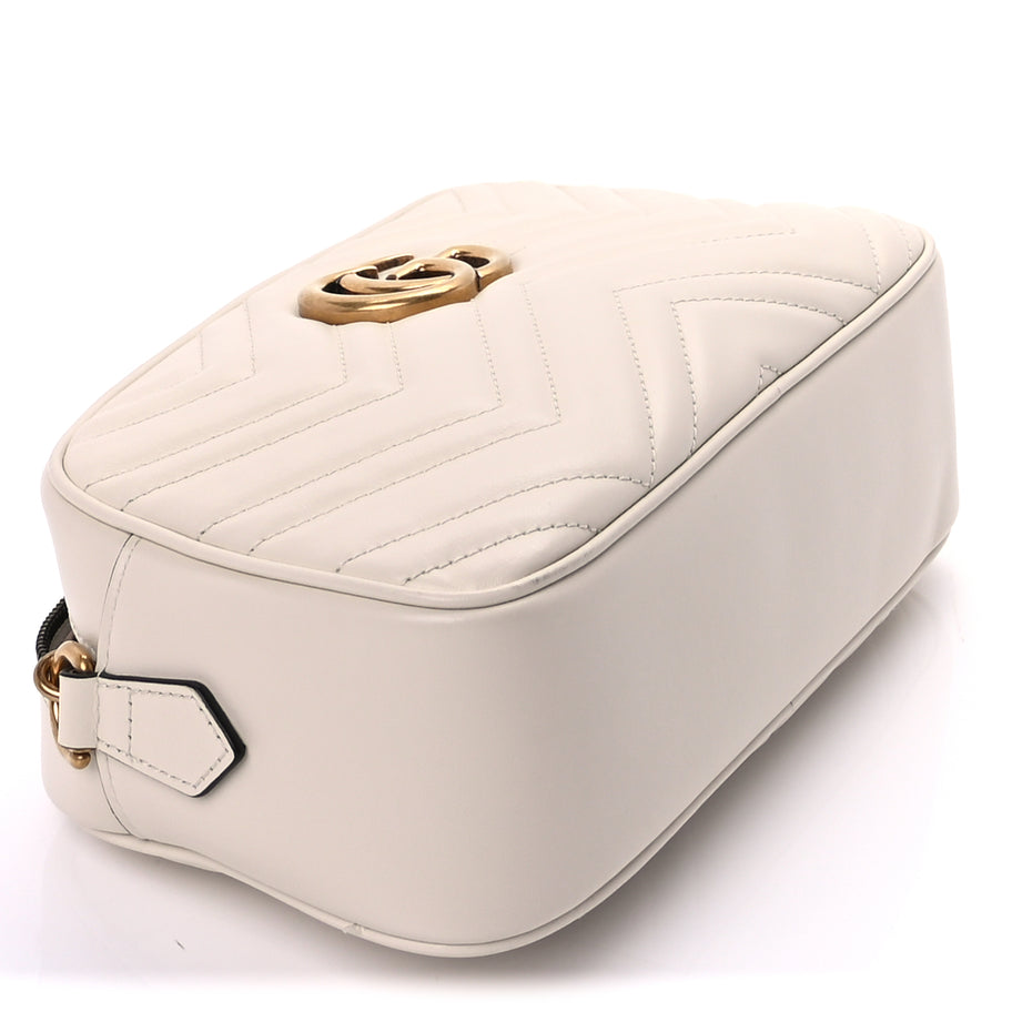 Gucci Calfskin Matelasse Small GG Marmont Chain Shoulder Bag  White Image 7