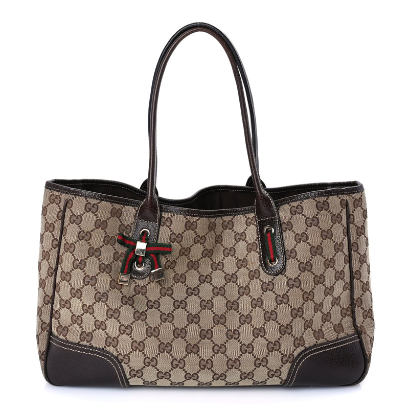  Gucci Monogram Medium Princy Tote  Dark Brown