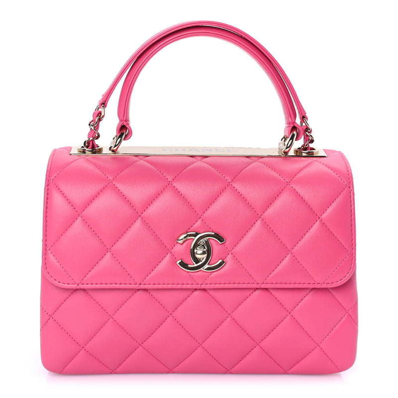  Chanel Lambskin Quilted Small Trendy CC Flap Dual Handle Bag  Dark Pink