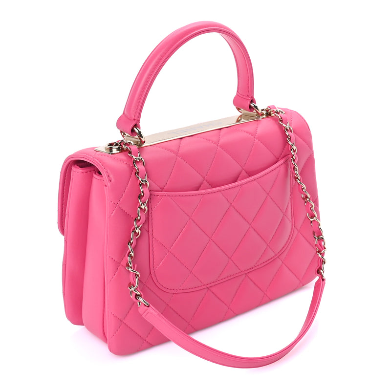  Chanel Lambskin Quilted Small Trendy CC Flap Dual Handle Bag  Dark Pink