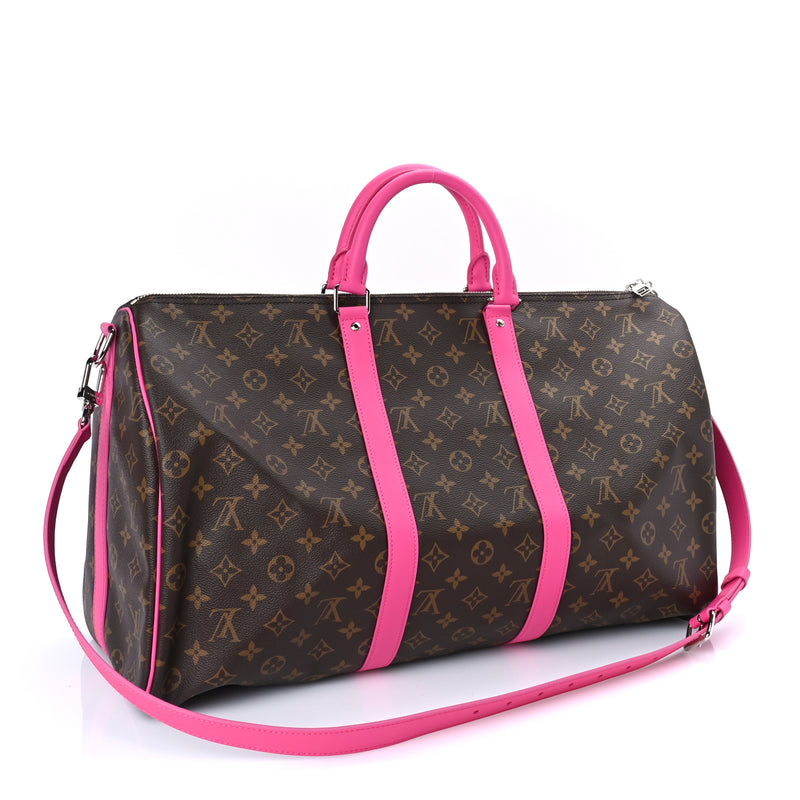  Louis Vuitton Monogram Macassar Keepall Bandouliere 50 Fuchsia