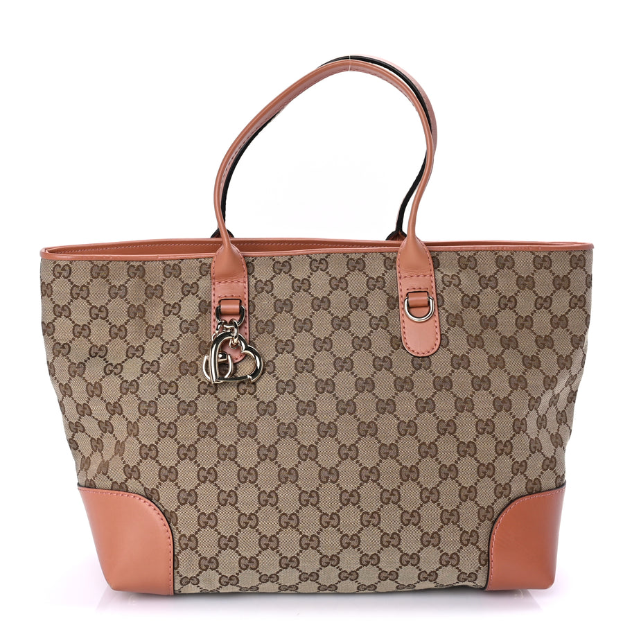Gucci Monogram Large Heart Bit Charm Top Handle Tote Coral Image 2