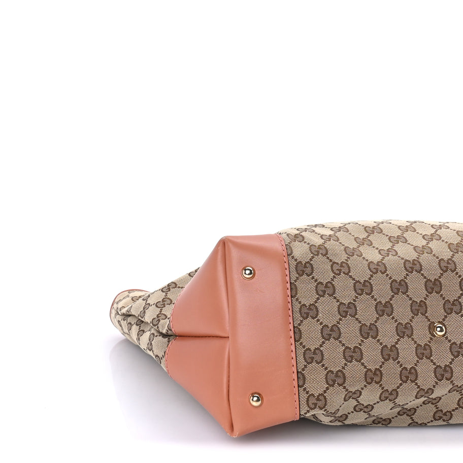 Gucci Monogram Large Heart Bit Charm Top Handle Tote Coral Image 8
