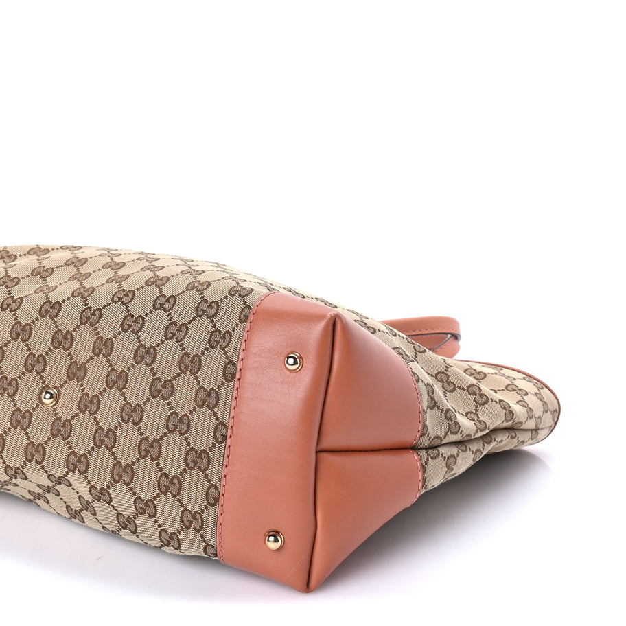 Gucci Monogram Large Heart Bit Charm Top Handle Tote Coral Image 9
