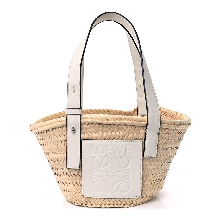 Loewe Raffia Mini Basket Tote Bag Natural White Image 1