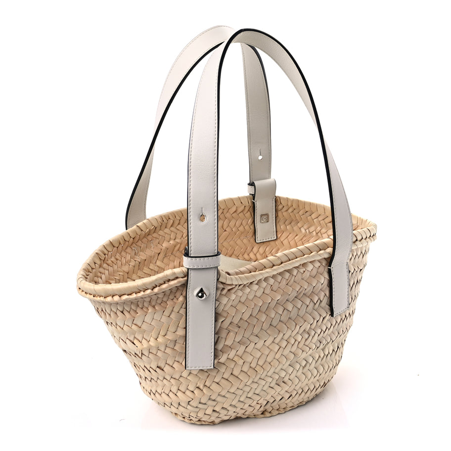 Loewe Raffia Mini Basket Tote Bag Natural White Image 2