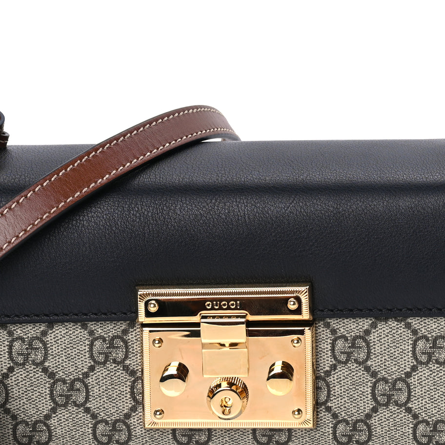 Gucci GG Supreme Monogram Calfskin Padlock Mini Shoulder Bag Brown Image 7