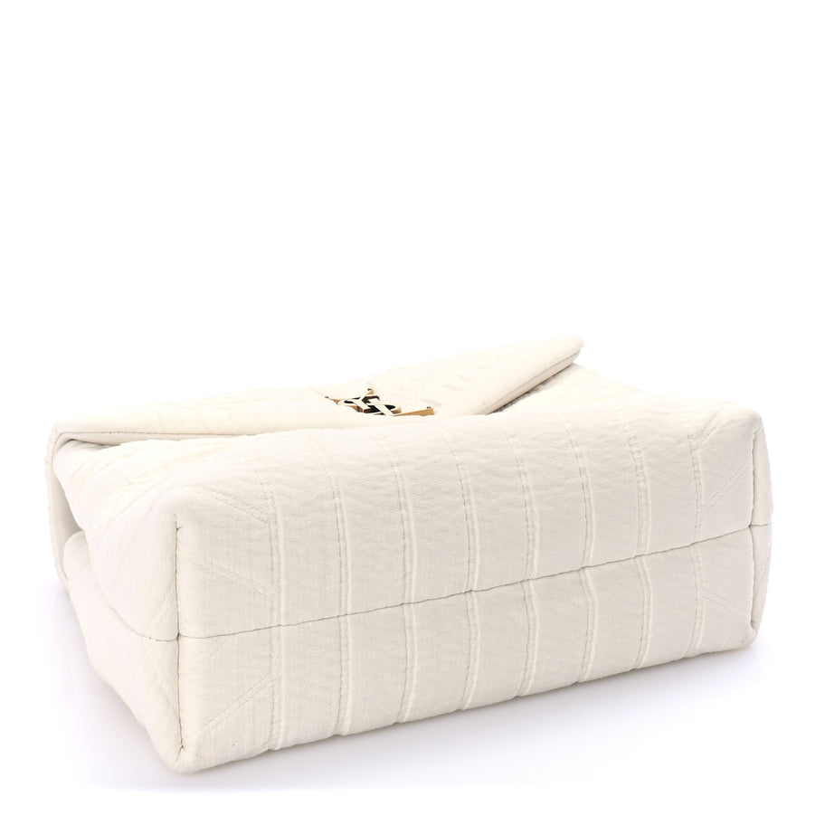 Saint Laurent Cotton Gauze Y Quilted Monogram Small Loulou Chain Satchel Vanilla Ice Image 4