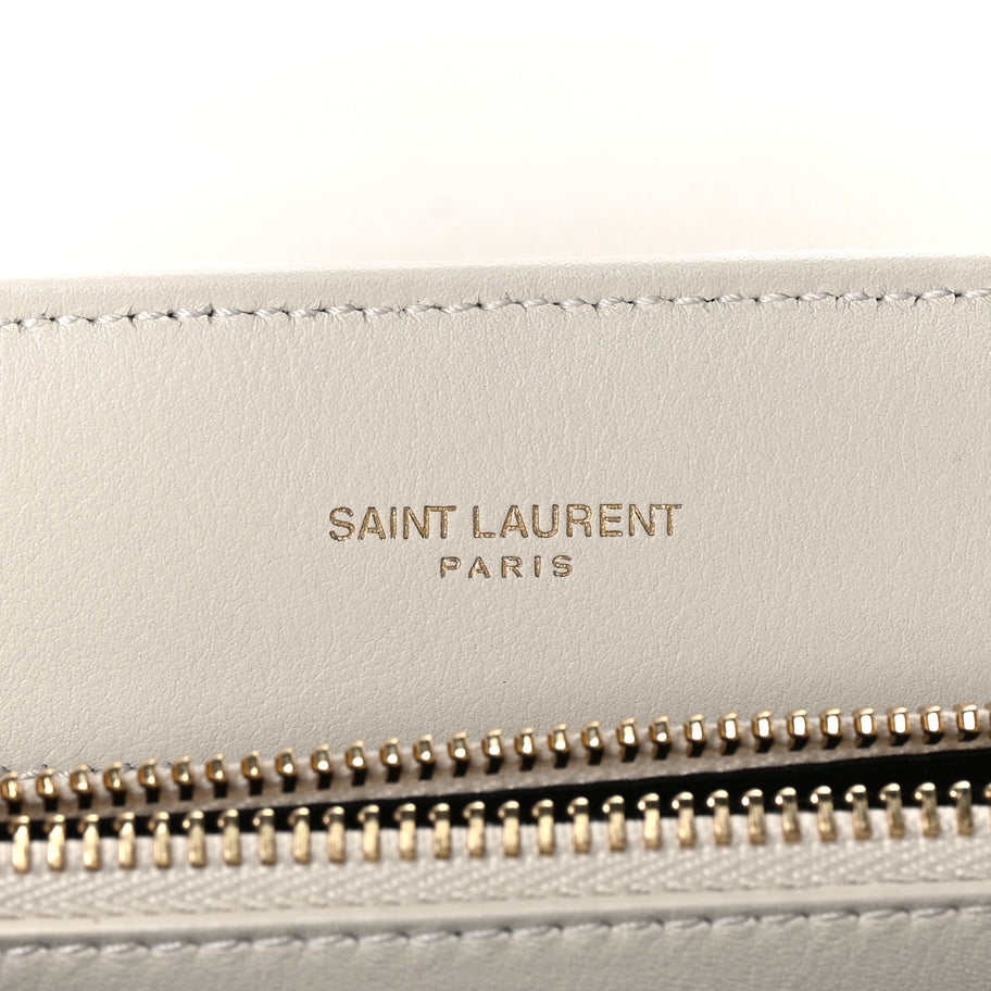 Saint Laurent Cotton Gauze Y Quilted Monogram Small Loulou Chain Satchel Vanilla Ice Image 6
