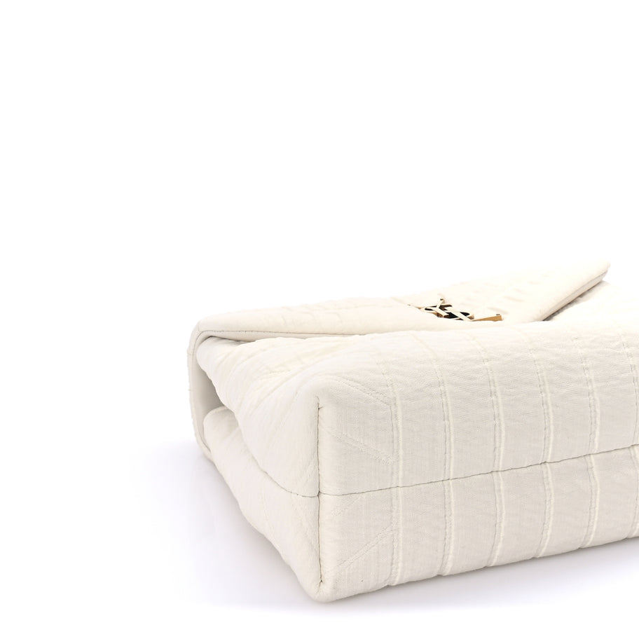 Saint Laurent Cotton Gauze Y Quilted Monogram Small Loulou Chain Satchel Vanilla Ice Image 8
