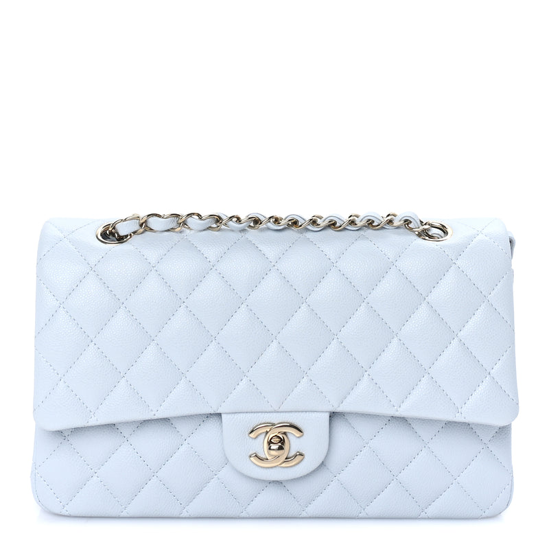  Chanel Caviar Quilted Medium Double Flap Light Blue