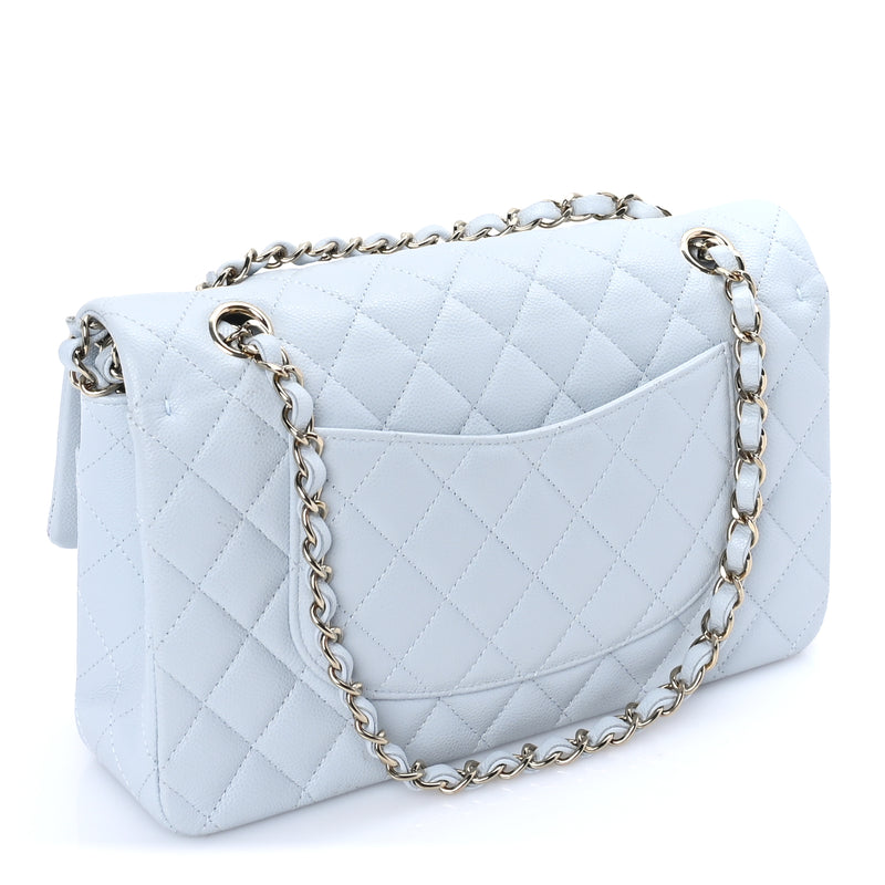  Chanel Caviar Quilted Medium Double Flap Light Blue