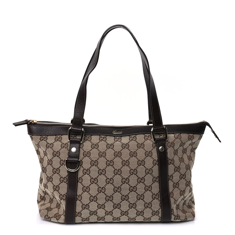  Gucci Monogram Medium Abbey Tote Dark Brown