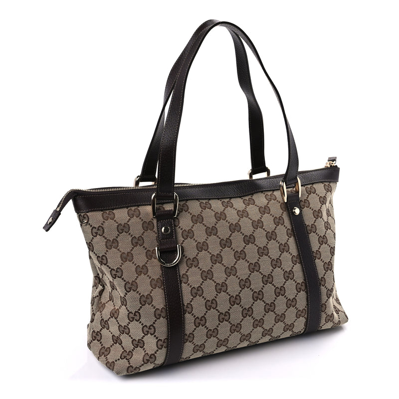  Gucci Monogram Medium Abbey Tote Dark Brown