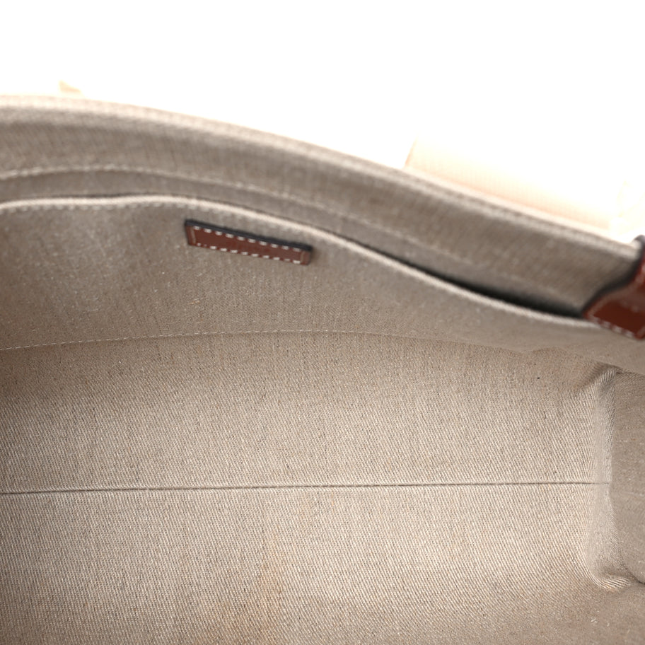 Chloe Linen Calfskin Medium Woody Ribbon Tote  White Brown Image 4