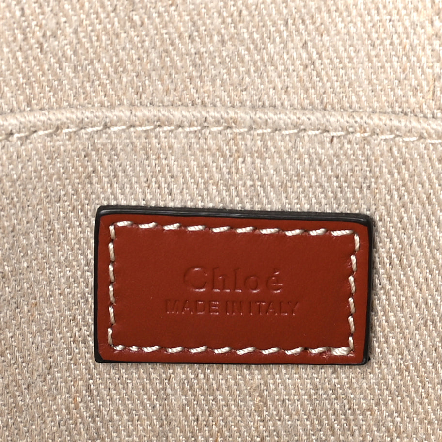 Chloe Linen Calfskin Medium Woody Ribbon Tote  White Brown Image 5