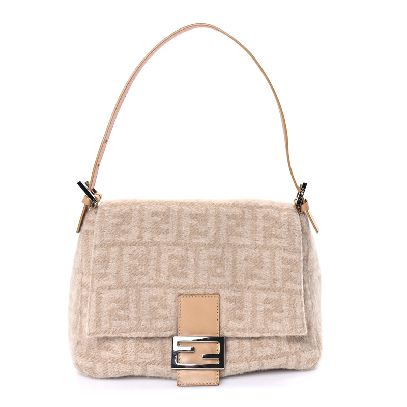  Fendi Wool Zucca Mama Baguette Beige