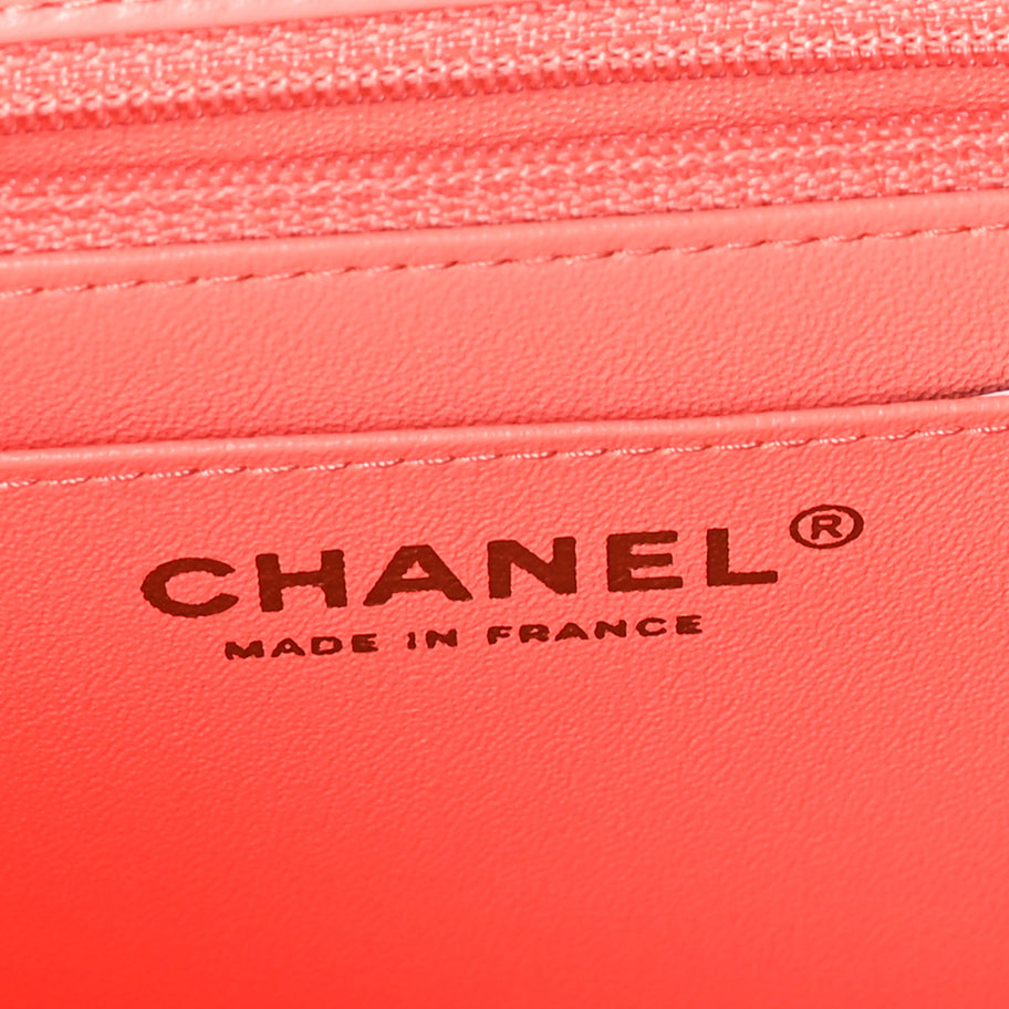 Chanel Lambskin Chevron Quilted Mini Square Flap  Pink Image 6