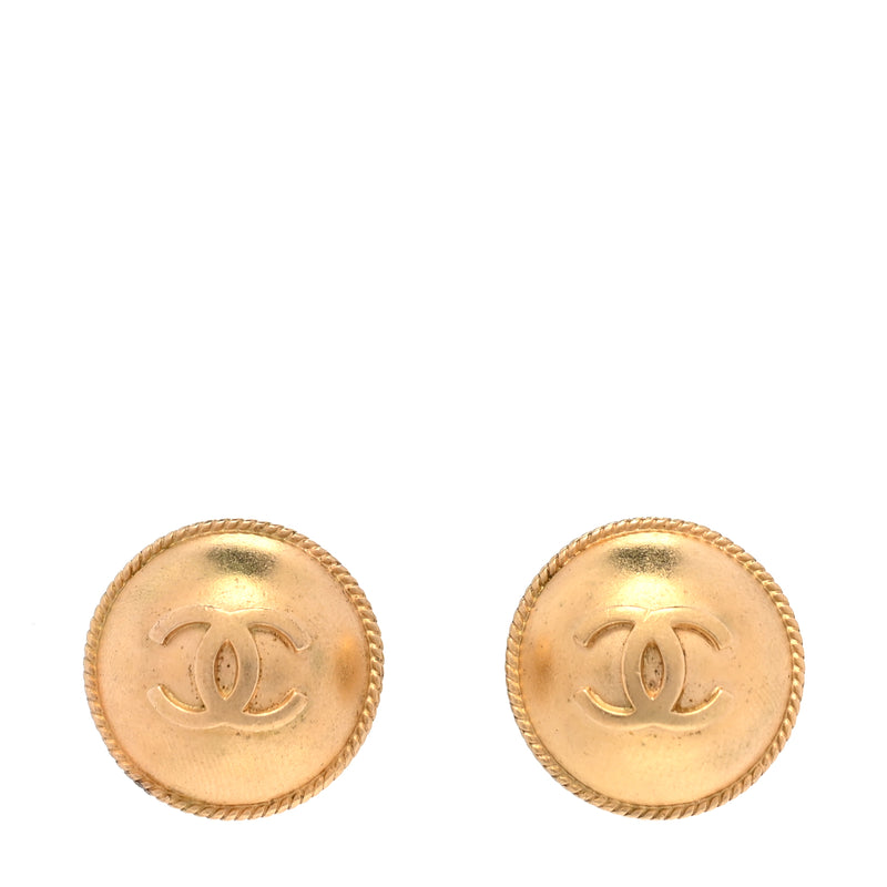  Chanel CC Button Clip On Earrings  Gold