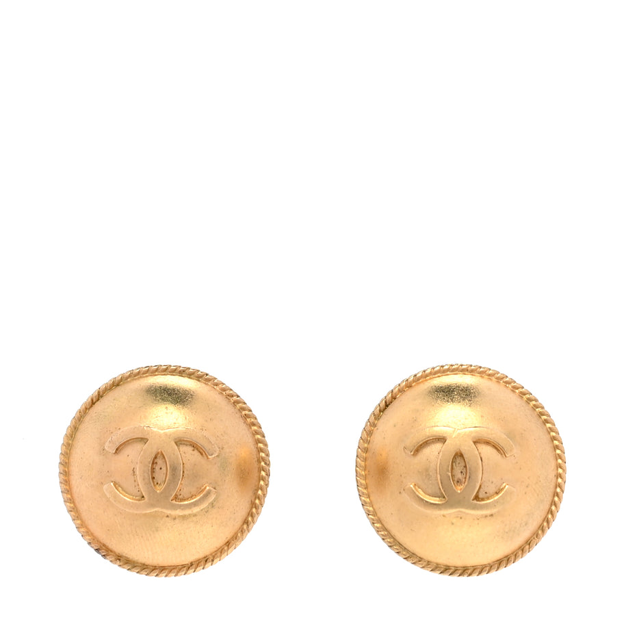 Chanel CC Button Clip On Earrings  Gold Image 1
