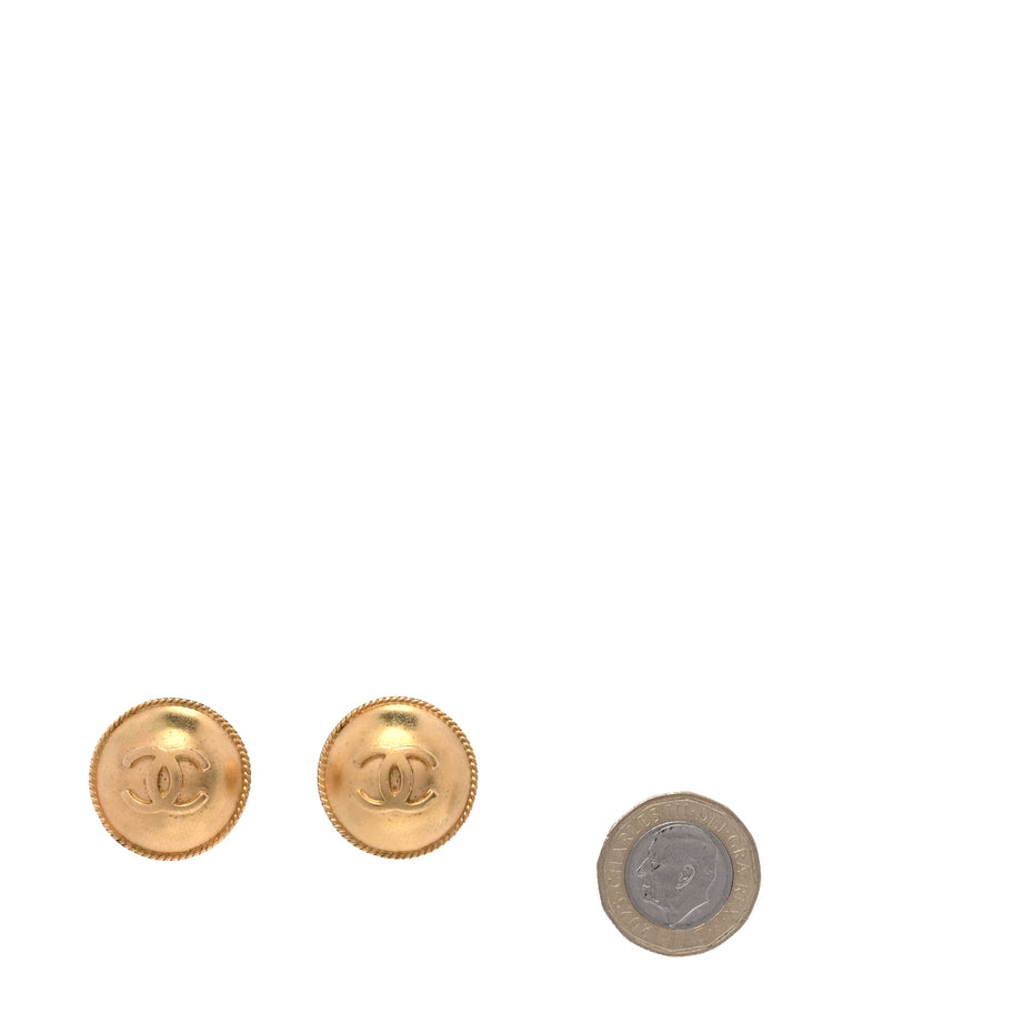 Chanel CC Button Clip On Earrings  Gold Image 3