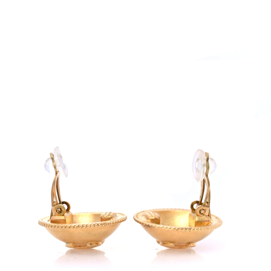 Chanel CC Button Clip On Earrings  Gold Image 5