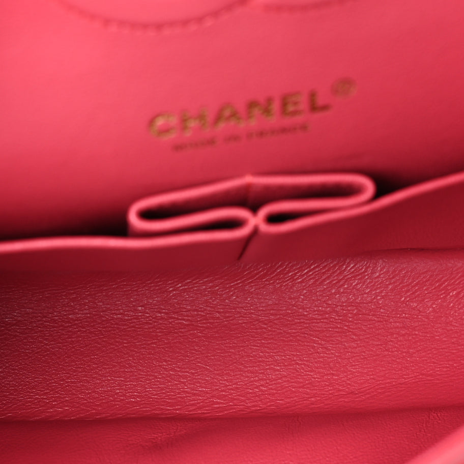 Chanel Lambskin Chevron Quilted Medium Double Flap  Pink Image 6