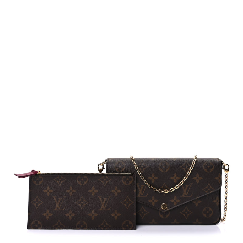  Louis Vuitton Monogram Pochette Felicie Chain Wallet Fuchsia