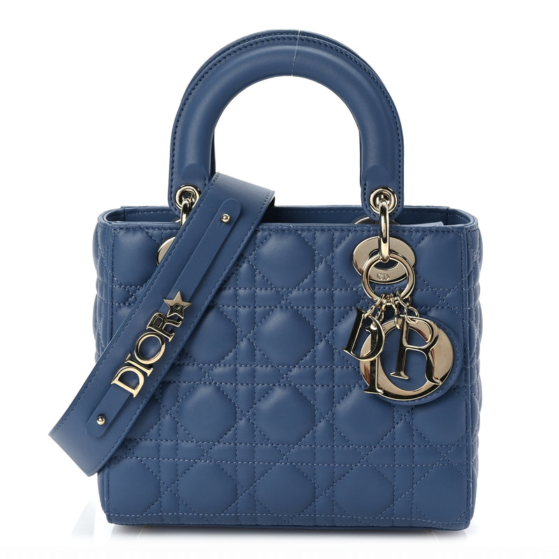  Christian Dior Lambskin Cannage Small My ABCDior Lady Dior Denim Blue