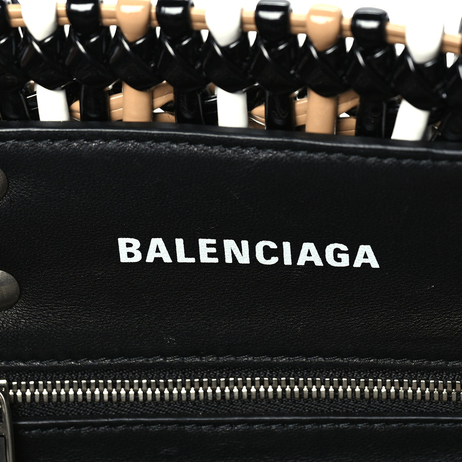 Balenciaga Patent XS Bistro Basket  Black Beige Image 5